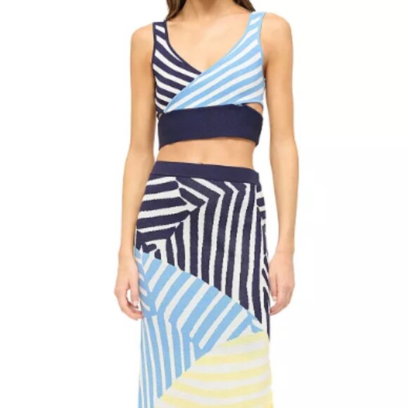 STAUD Dresses & Skirts - STAUD Karina Striped Skirt and Tristan Striped Crop Top set